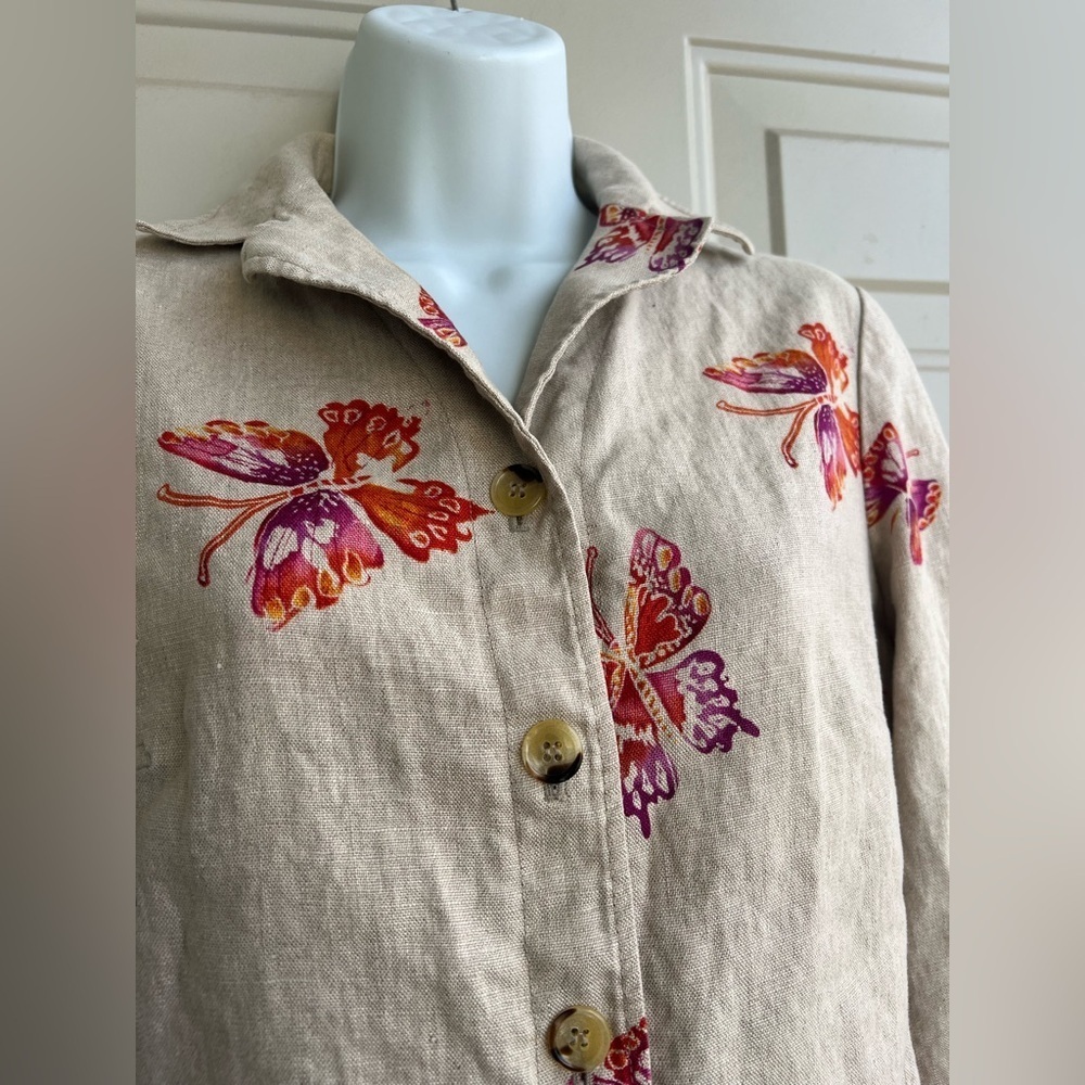 Ricki Freeman 100% Linen for Teri Jon Butterfly Blazer Neiman Marcus size 6 - Picture 2 of 9